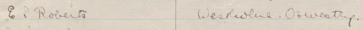 Image of E. J, Roberts's signature and address in the petition