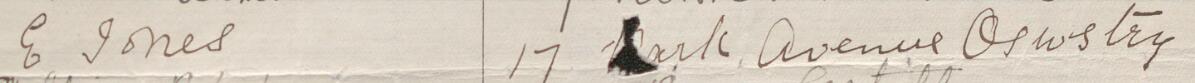 Image of E. Jones's signature and address in the petition