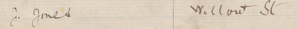 Image of J. Jones's signature and address in the petition