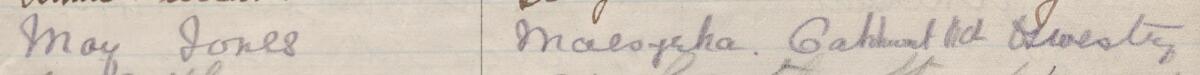 Image of May Jones's signature and address in the petition