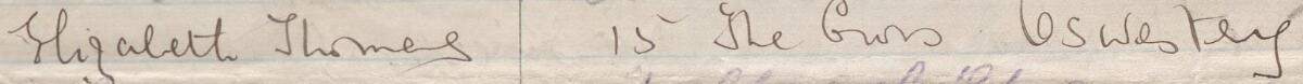 Image of Elizabeth Thomas's signature and address in the petition