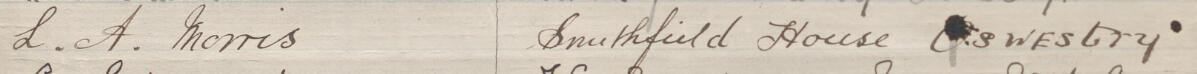 Image of L A Morris's signature and address in the petition