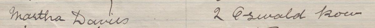 Image of Martha Davies's signature and address in the petition