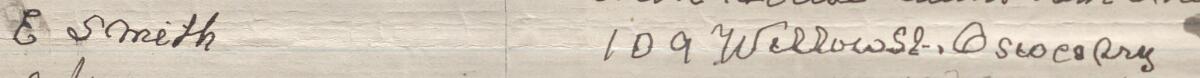 Image of E Smith's signature and address in the petition