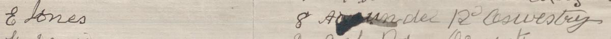Image of E Jones's signature and address in the petition