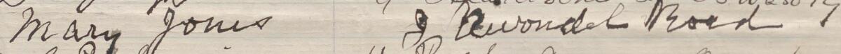Image of Mary Jones's signature and address in the petition