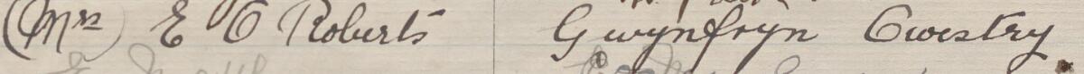 Image of (Mrs) E O Roberts's signature and address in the petition