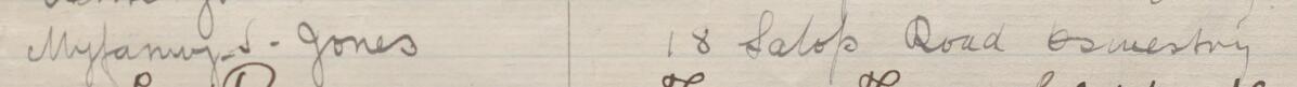 Image of Myfanwy S Jones's signature and address in the petition
