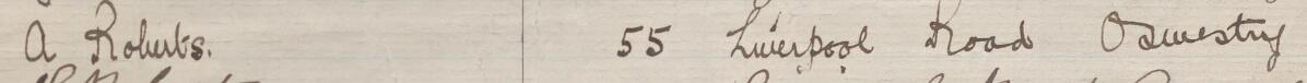 Image of A Roberts's signature and address in the petition