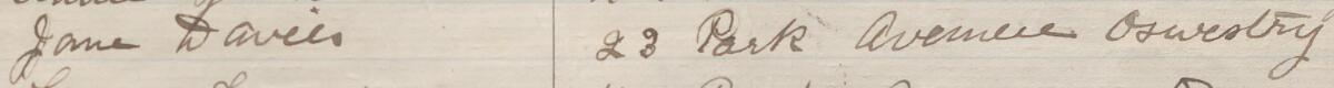 Image of Jane Davies's signature and address in the petition
