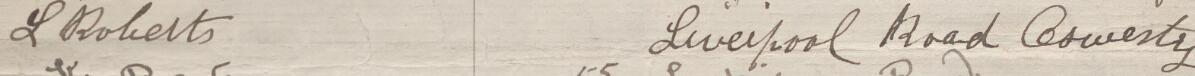 Image of L Roberts's signature and address in the petition