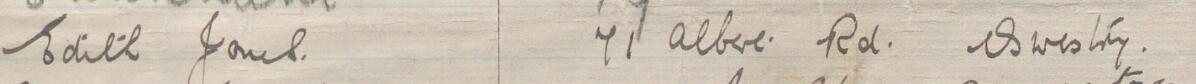 Image of Edith Jones's signature and address in the petition