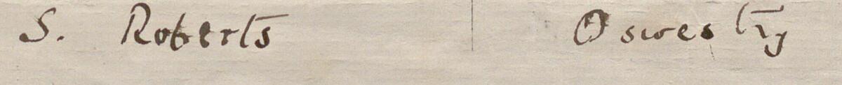Image of S Roberts's signature and address in the petition