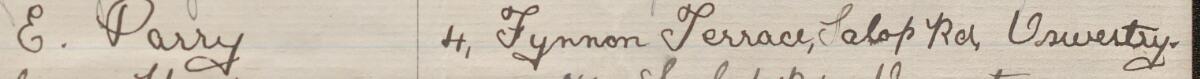 Image of E Parry's signature and address in the petition