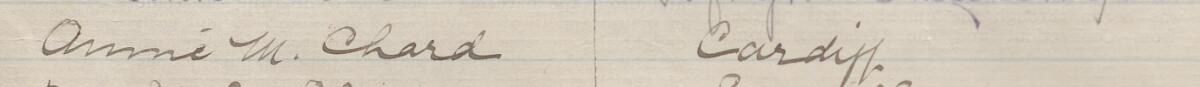 Image of Annie M Chard's signature and address in the petition