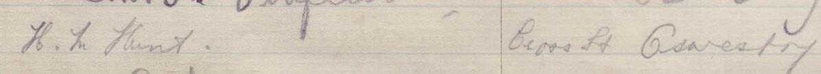 Image of H M Hunt's signature and address in the petition