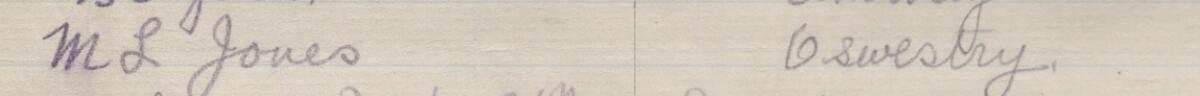 Image of M L Jones's signature and address in the petition