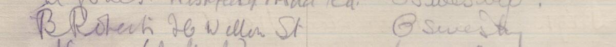 Image of B Roberts's signature and address in the petition
