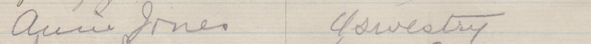 Image of Annie Jones's signature and address in the petition