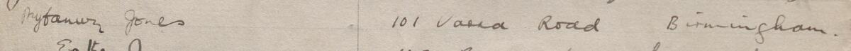 Image of Myfanwy Jones's signature and address in the petition