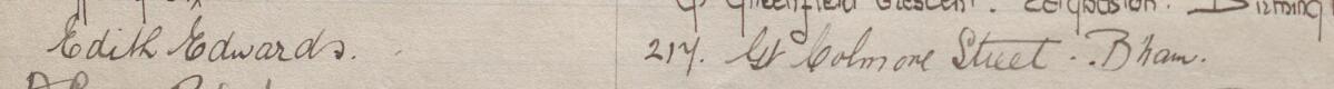 Image of Edith Edwards's signature and address in the petition