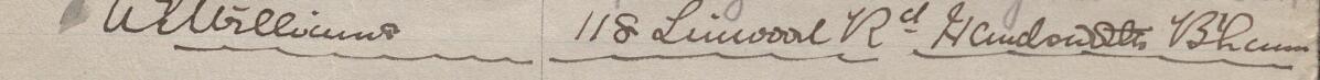 Image of A E Williams's signature and address in the petition