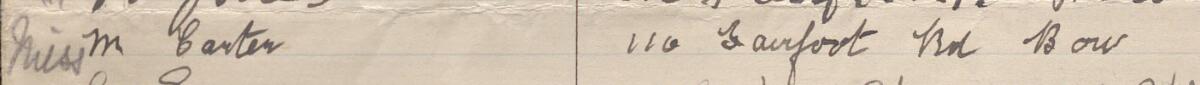 Image of Miss M Carter's signature and address in the petition