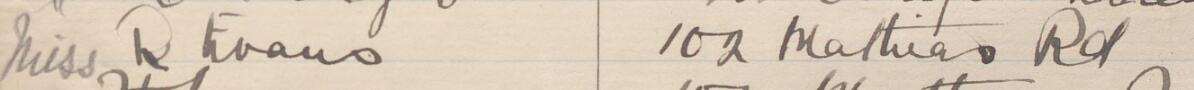 Image of Miss R Evans's signature and address in the petition