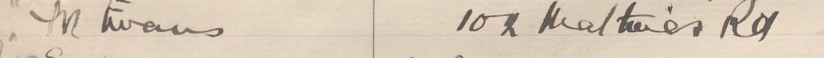 Image of Miss M Evans's signature and address in the petition