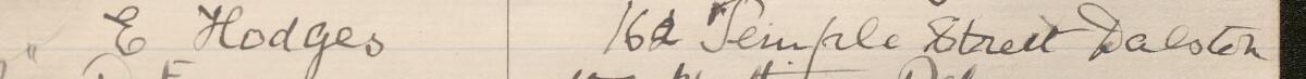 Image of E Hodges's signature and address in the petition