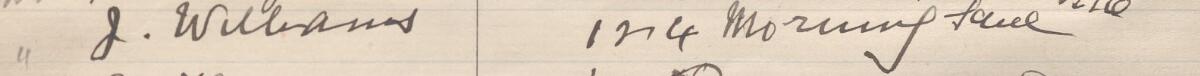 Image of J. Williams's signature and address in the petition