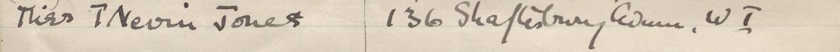 Image of Miss T Nevin Jones's signature and address in the petition