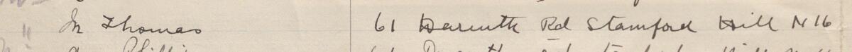 Image of Miss M Thomas's signature and address in the petition