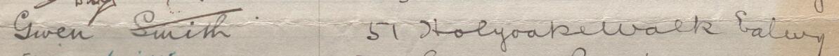 Image of Gwen Smith's signature and address in the petition