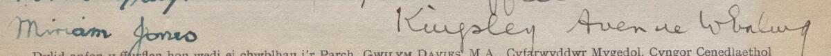 Image of Miriam Jones's signature and address in the petition