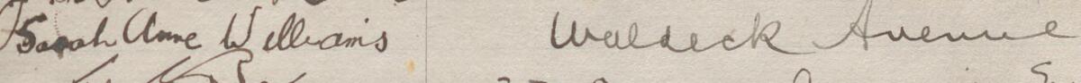 Image of Sarah Anne Williams's signature and address in the petition
