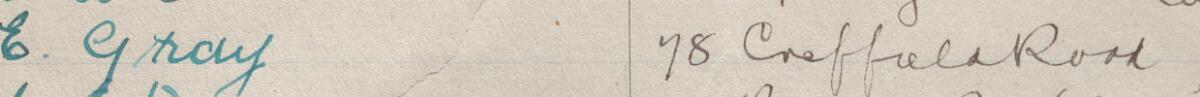 Image of E Gray's signature and address in the petition