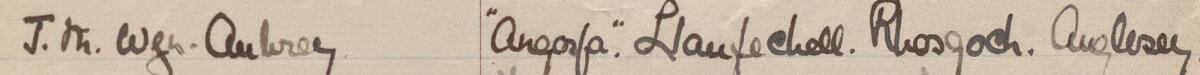 Image of J. M. Wyn-Aubrey's signature and address in the petition