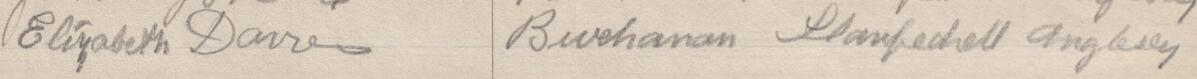 Image of Elizabeth Davies's signature and address in the petition