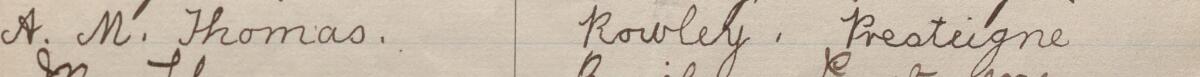 Image of A. M. Thomas's signature and address in the petition
