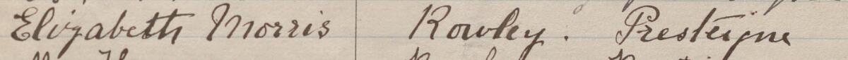 Image of Elizabeth Morris's signature and address in the petition
