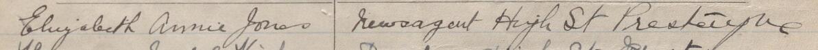 Image of Elizabeth Annie Jones's signature and address in the petition