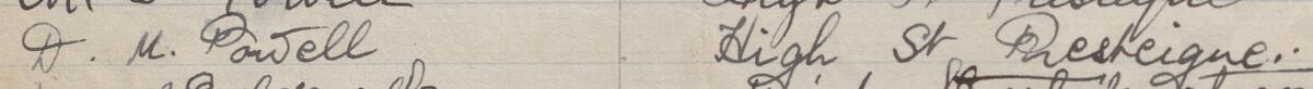 Image of D. M. Powell's signature and address in the petition