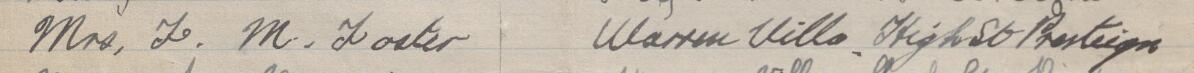 Image of Mrs. F. M. Foster's signature and address in the petition