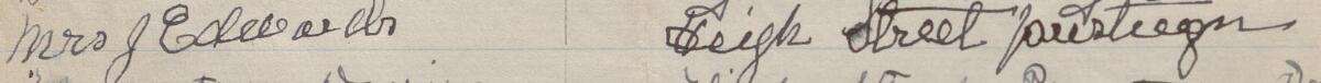Image of Mrs J Edwards's signature and address in the petition