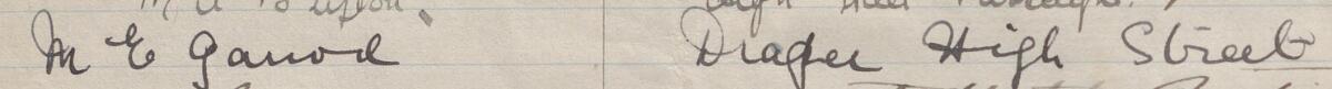 Image of M E Ganod's signature and address in the petition