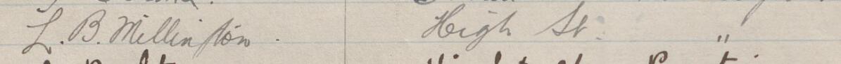 Image of L. B. Millington's signature and address in the petition