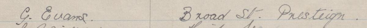Image of G. Evans.'s signature and address in the petition