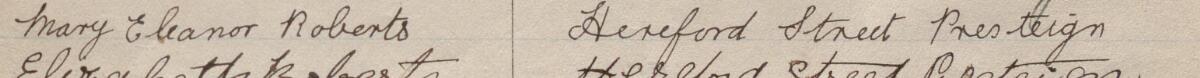 Image of Mary Eleanor Roberts's signature and address in the petition