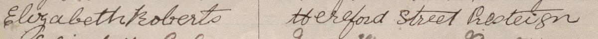 Image of Elizabeth Roberts's signature and address in the petition